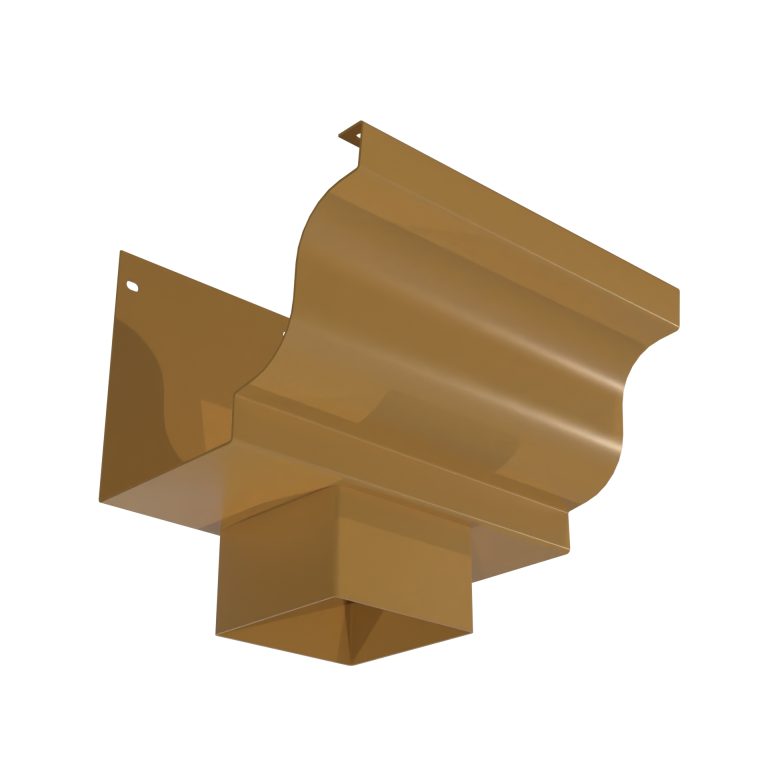 Severn 101.6mm square aluminium outlet designed for Severn aluminium rainwater gutter systems.