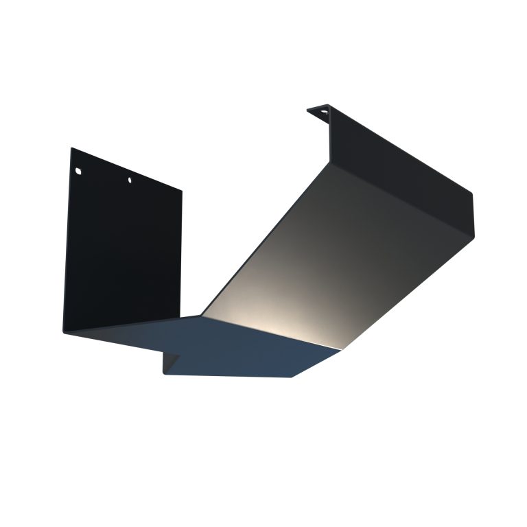 Bespoke external corner for Torent 3 aluminium gutter manufactured to a custom angle