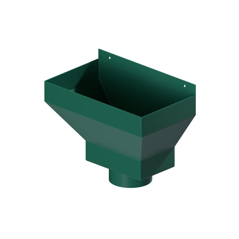 Contemporary round 101.6mm diameter aluminium rainwater hopper