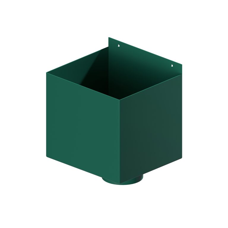 Contemporary aluminium box rainwater hopper with 30mm offset