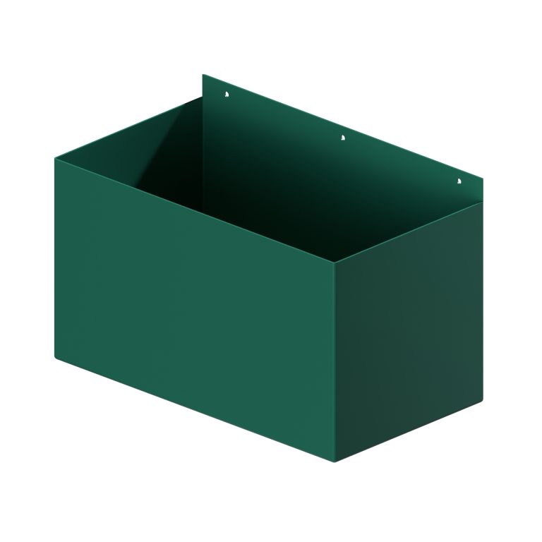 Contemporary aluminium box rainwater hopper measuring 400 × 225 × 225mm