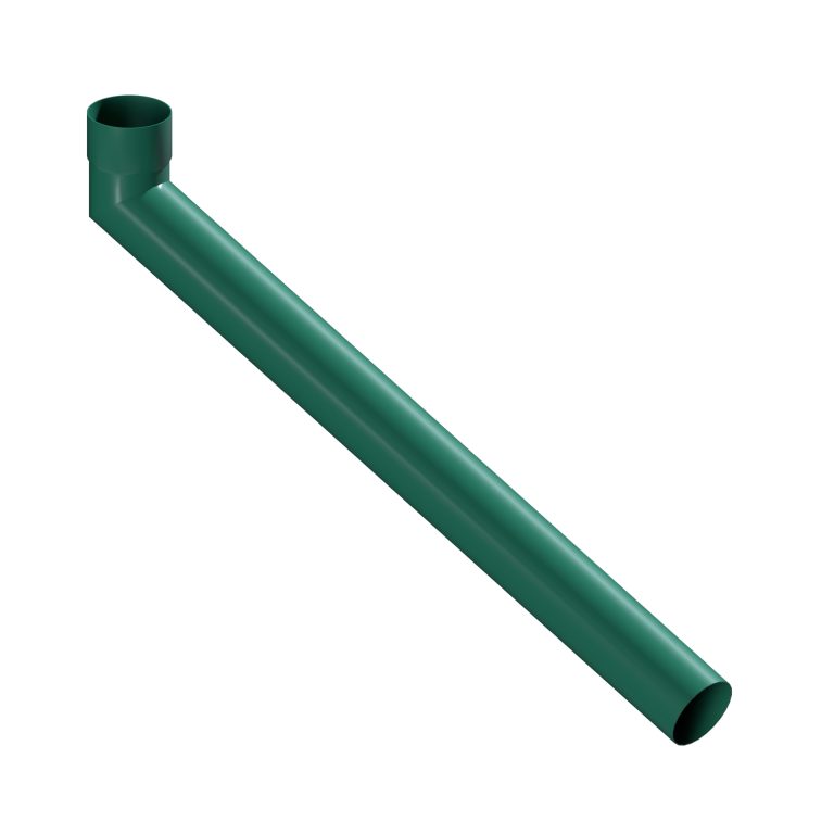 Contemporary round 101.6mm aluminium long tailed elbow with 1000mm projection