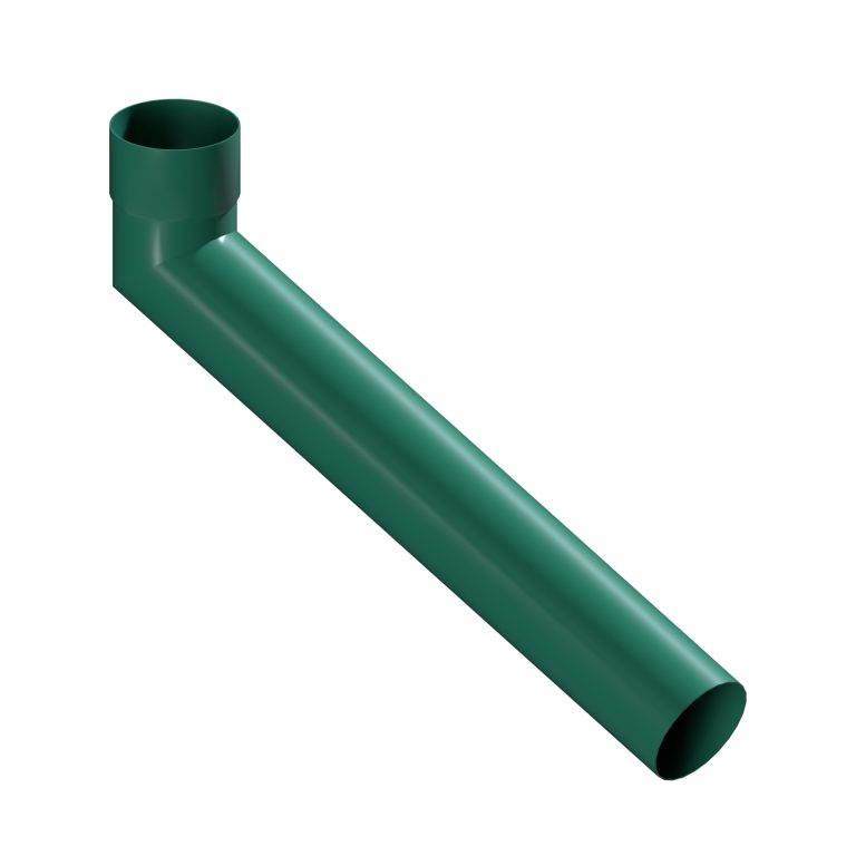 Contemporary round 101.6mm aluminium long tailed elbow with 600mm projection