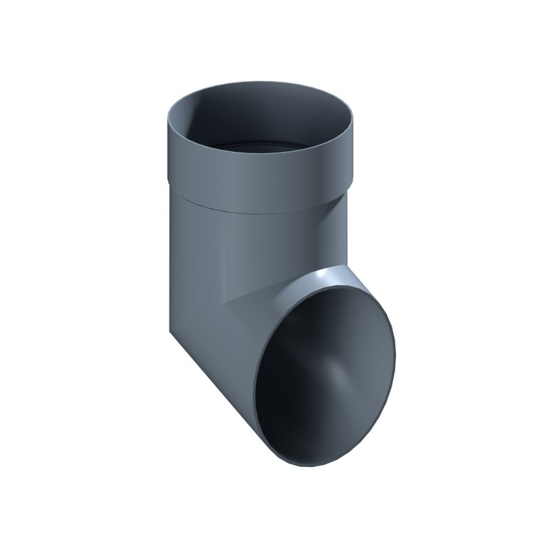 Aluminium 112.5-degree pipe shoe for 152.4mm round downpipe