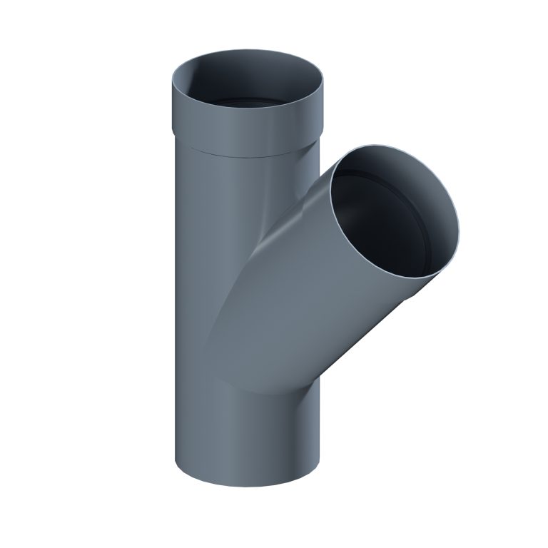 Aluminium 135-degree branch fitting for 152.4mm round downpipe