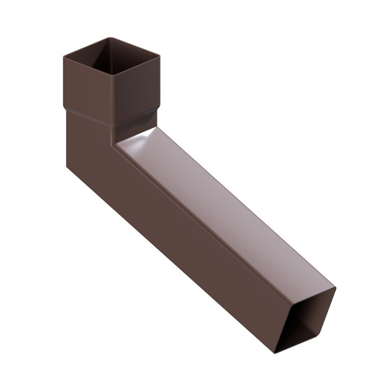 Contemporary square 76.2mm aluminium 112.5° long tailed elbow with 300mm projection