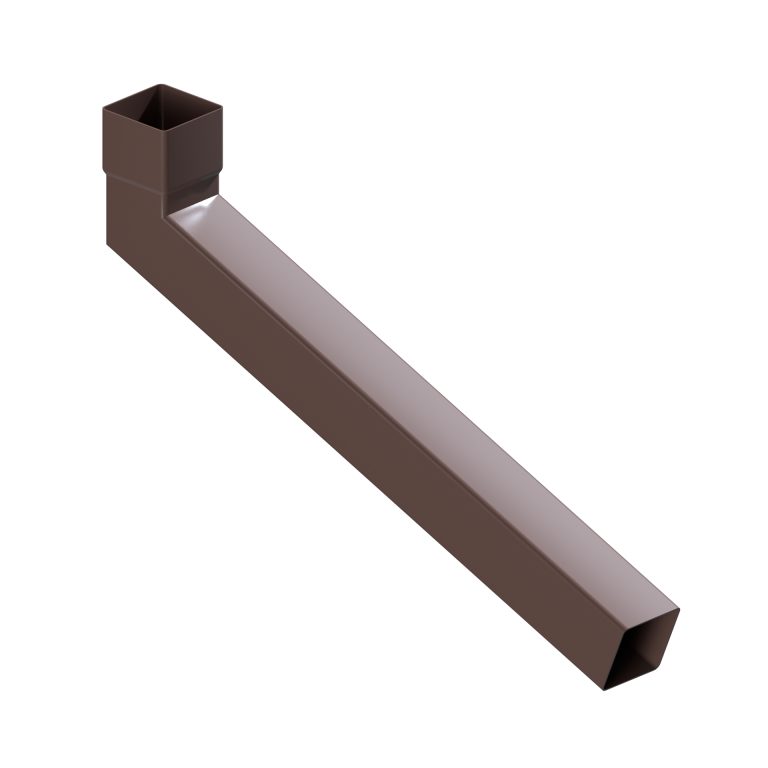 Contemporary square 76.2mm aluminium 112.5° long tailed elbow with 600mm projection