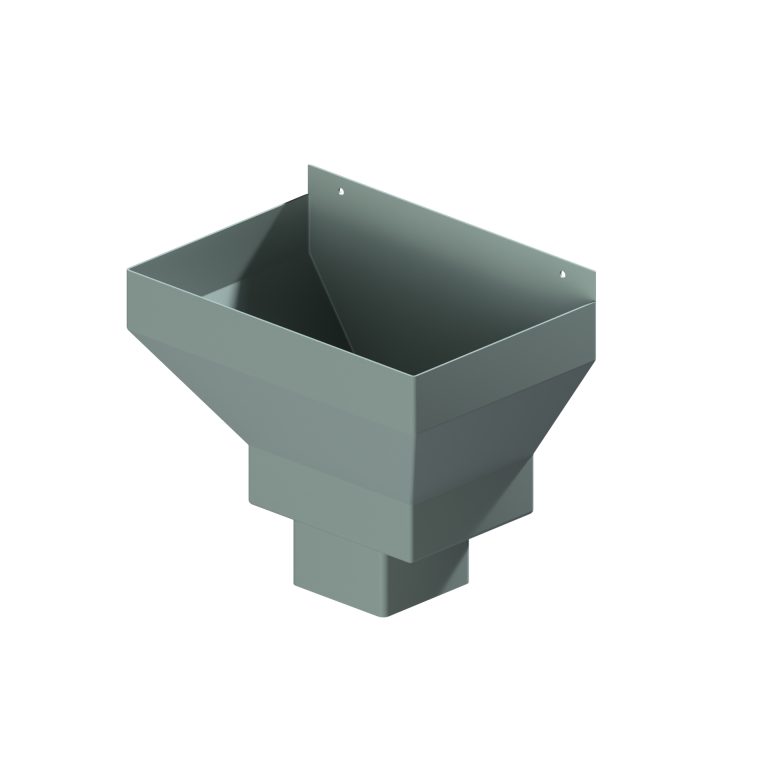 Contemporary square 101.6mm aluminium rainwater hopper with 30mm offset