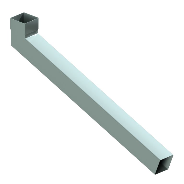 Contemporary square 101.6mm aluminium 112.5° long tailed elbow with 1000mm projection