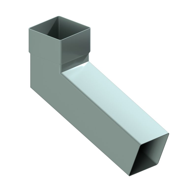 Contemporary square 101.6mm aluminium 112.5° long tailed elbow with 300mm projection
