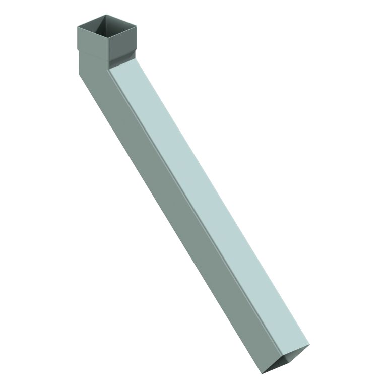 Contemporary square 101.6mm aluminium 135° long tailed elbow with 600mm projection
