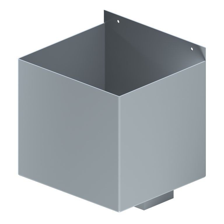 Contemporary rectangular aluminium box rainwater hopper 250x225x225mm