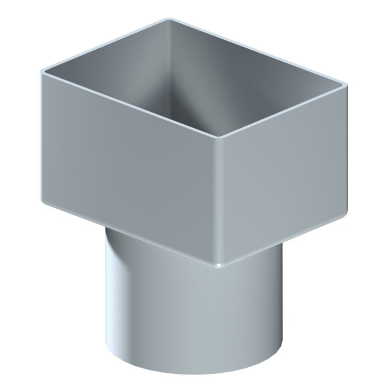 Contemporary aluminium 75x100mm rectangular to 76.2mm round pipe adaptor