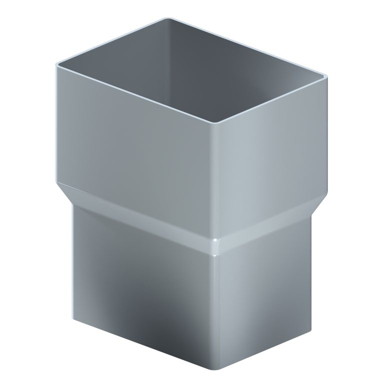 Connector for contemporary rectangular aluminium downpipe