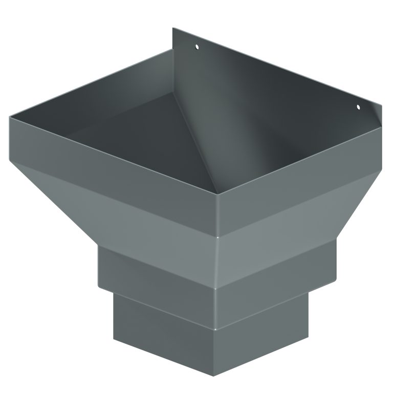Contemporary square 150mm aluminium rainwater hopper with 30mm offset