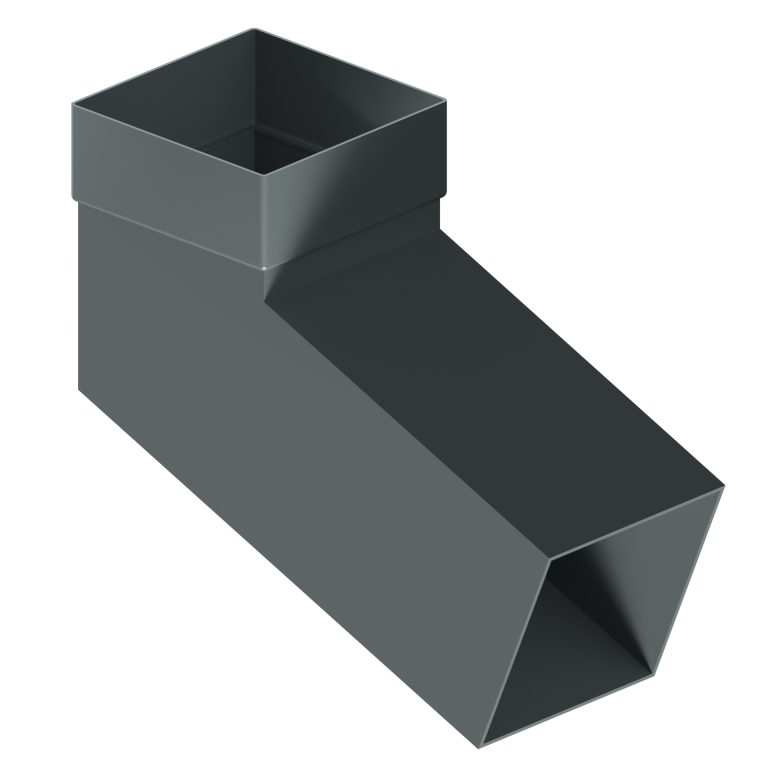 Contemporary square 150mm aluminium long tailed elbow with 300mm projection