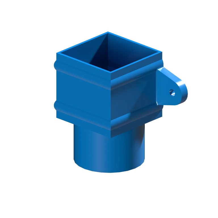 76.2mm aluminium adaptor connecting square and round downpipes