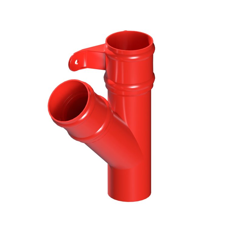 Left-hand 135-degree branch fitting for traditional round downpipe