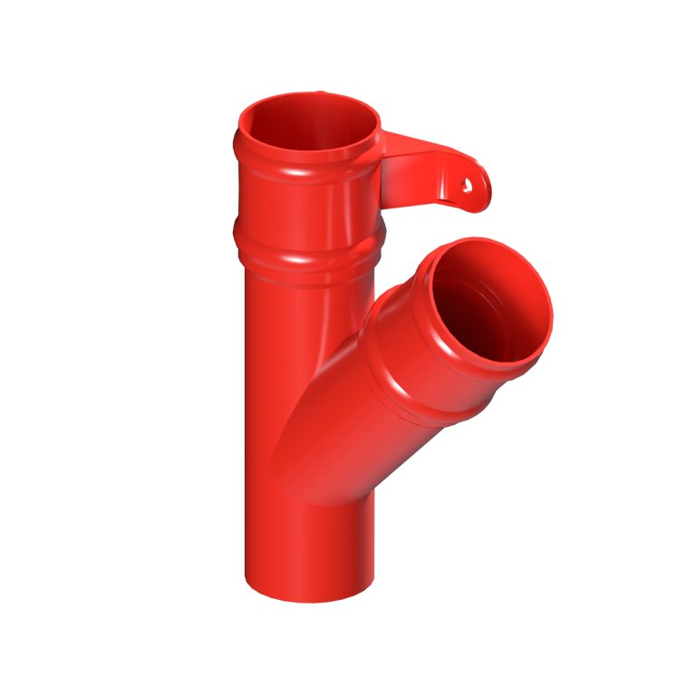 Right-hand 135-degree branch fitting for traditional downpipe