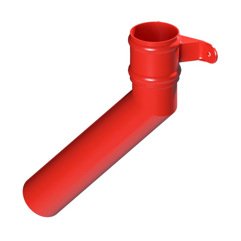 Left-hand aluminium long tailed elbow with 300mm projection and 135-degree angle