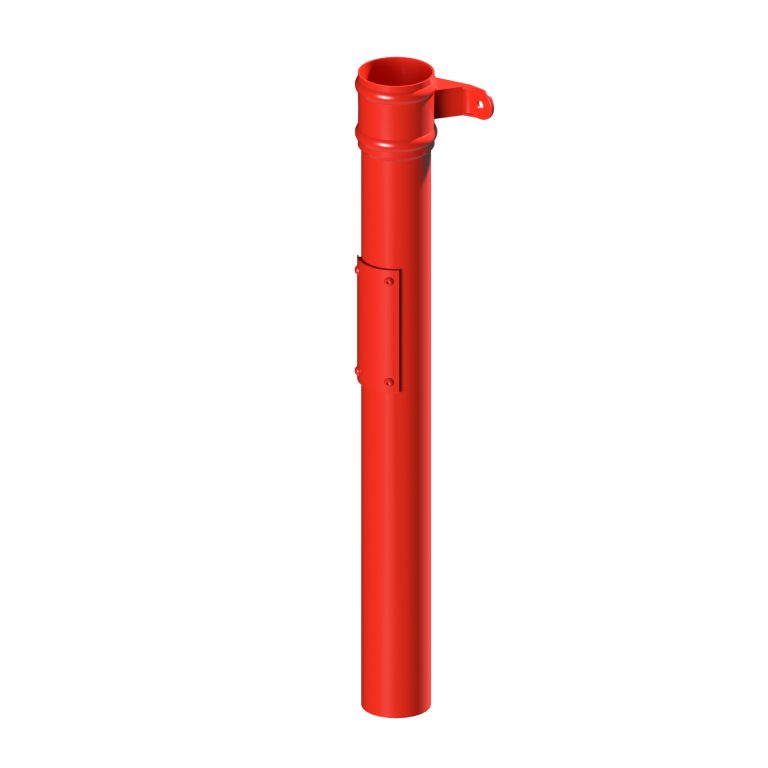 Aluminium rodding access pipe with cast eared collar and cover plate