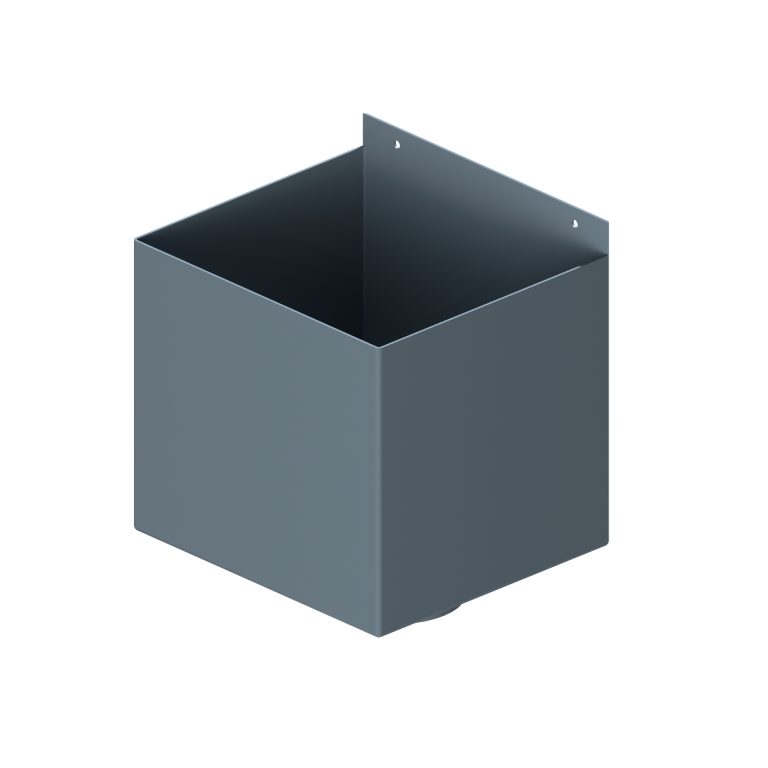 Aluminium box rainwater hopper measuring 250 × 225 × 225mm
