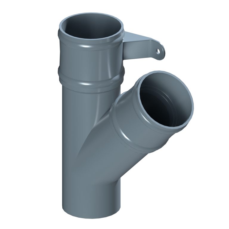 Right-hand 135-degree branch fitting for traditional downpipe