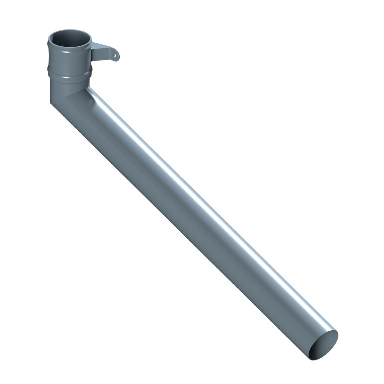 Right-hand aluminium long tailed elbow with 1000mm projection