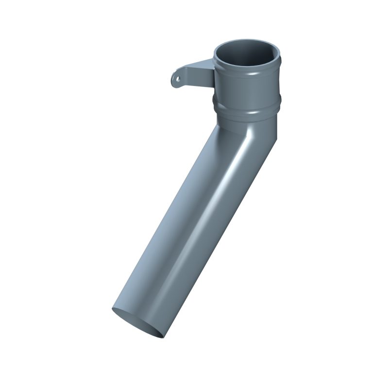Left-hand aluminium long tailed elbow with 300mm projection and 135-degree angle