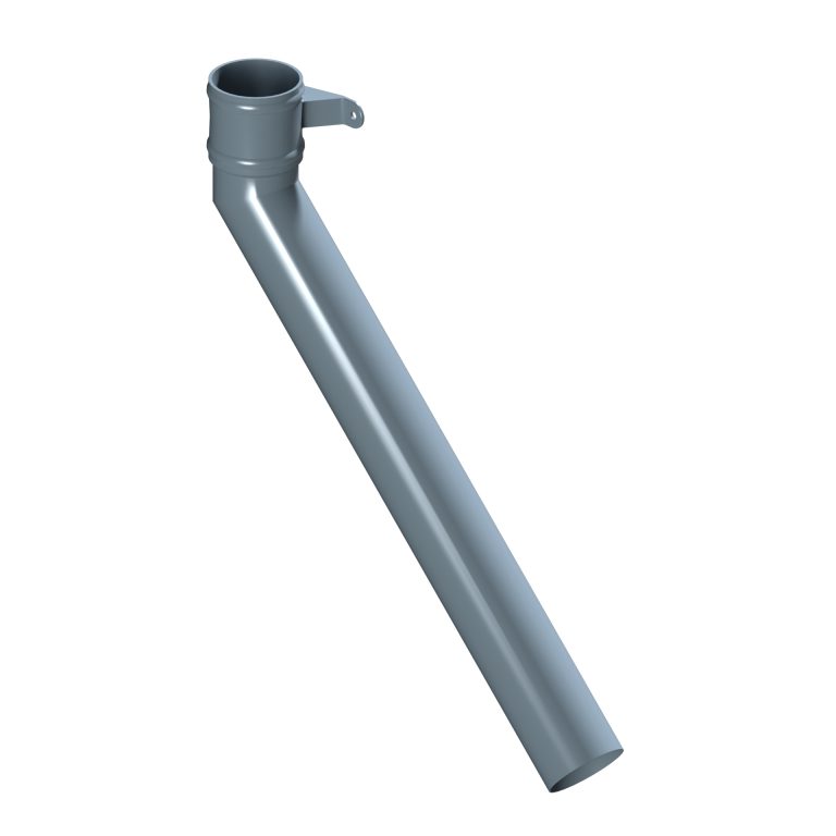 Right-hand aluminium long tailed elbow with 600mm projection