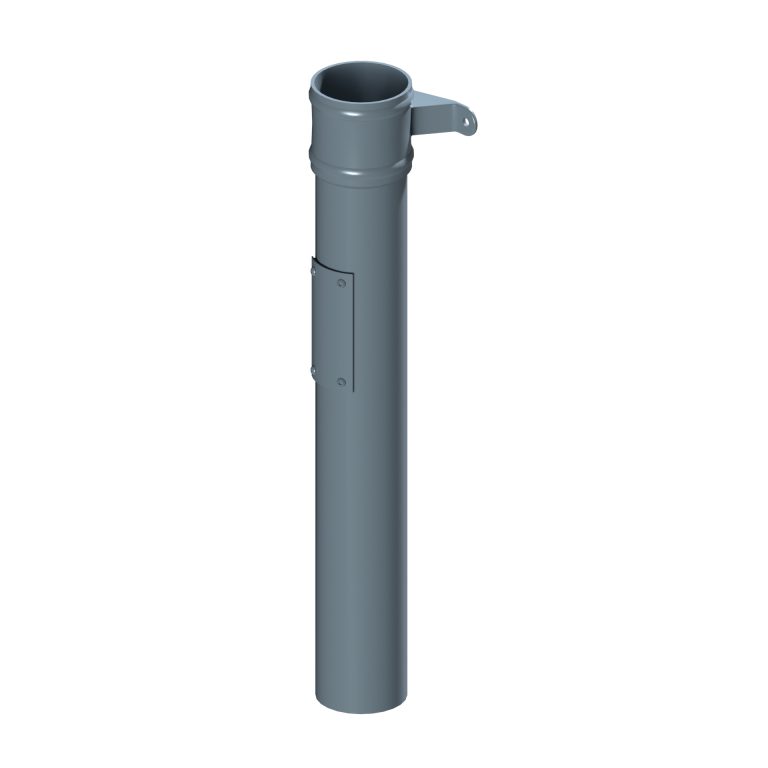 Aluminium rodding access pipe with cast eared collar and cover plate