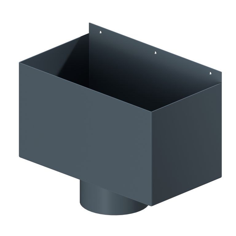 Large aluminium box rainwater hopper measuring 400 × 225 × 225mm
