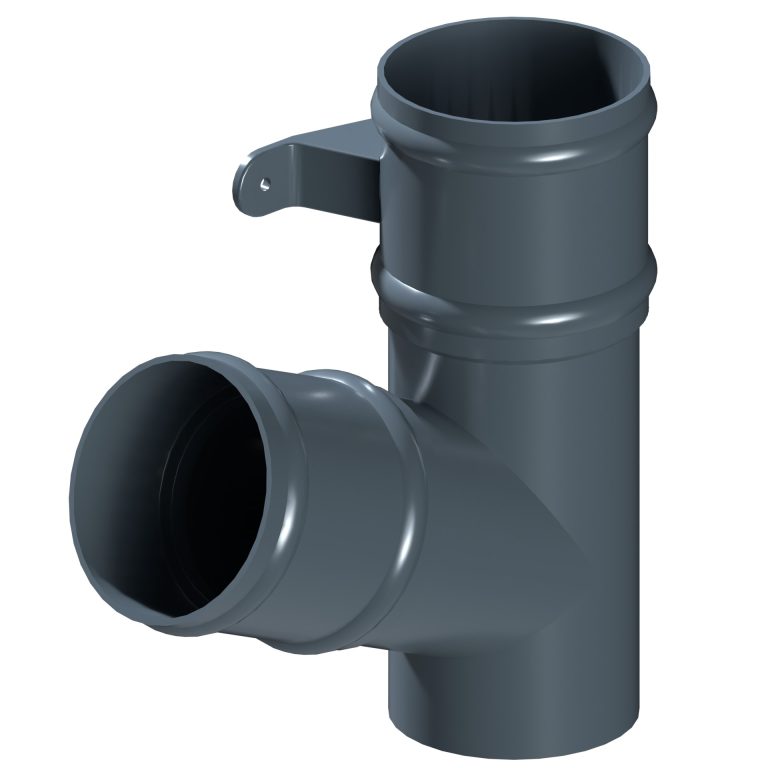 Left-hand 135-degree branch fitting for traditional round downpipe