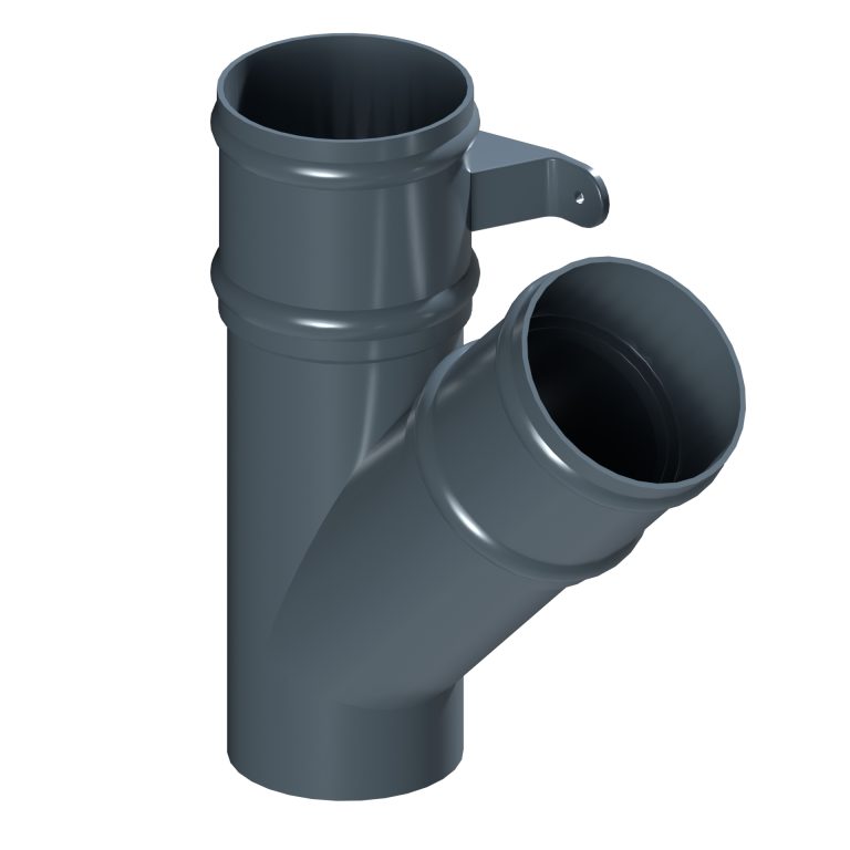 Right-hand 135-degree branch fitting for traditional downpipe