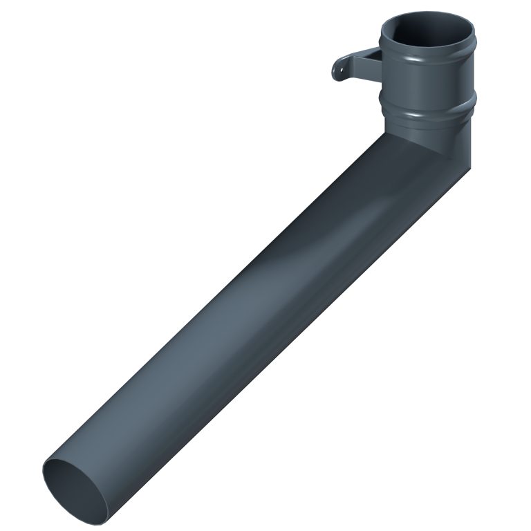 Left-hand aluminium long tailed elbow with 1000mm projection
