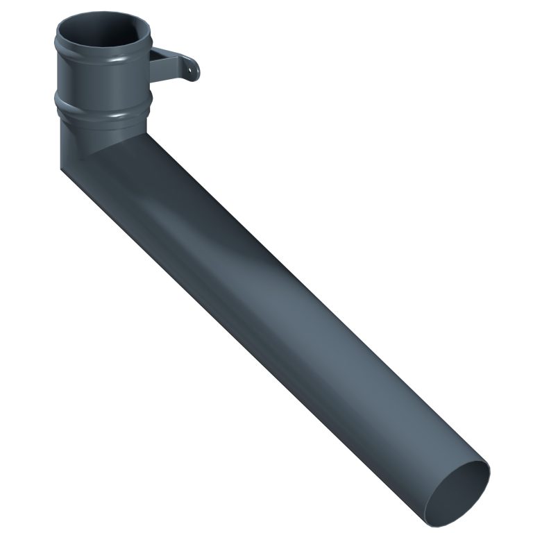 Right-hand aluminium long tailed elbow with 1000mm projection