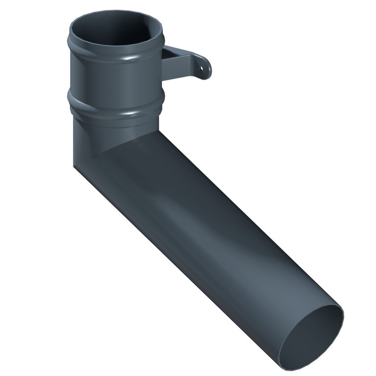 Right-hand aluminium long tailed elbow with 600mm projection
