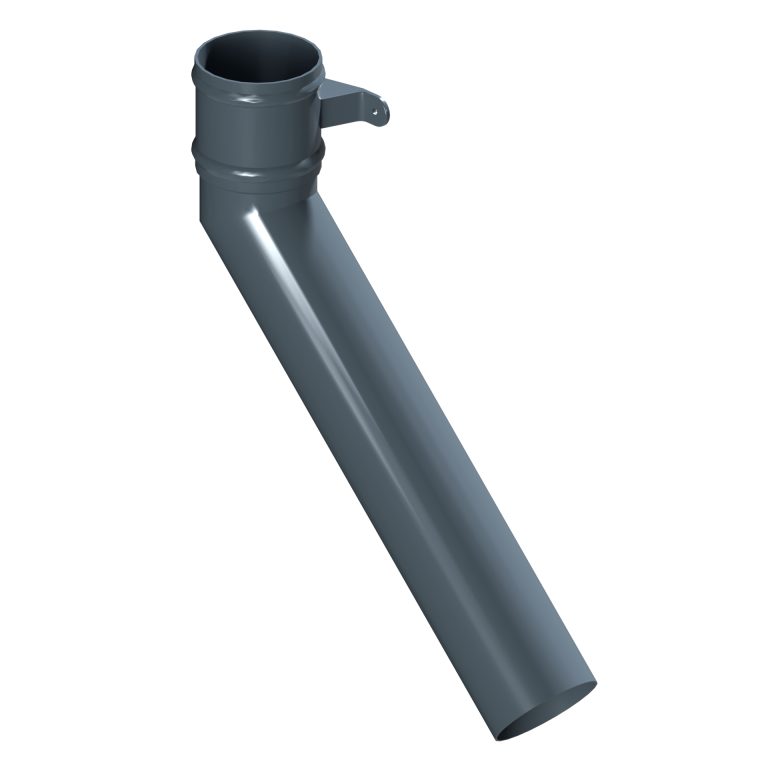 Right-hand aluminium long tailed elbow with 600mm projection