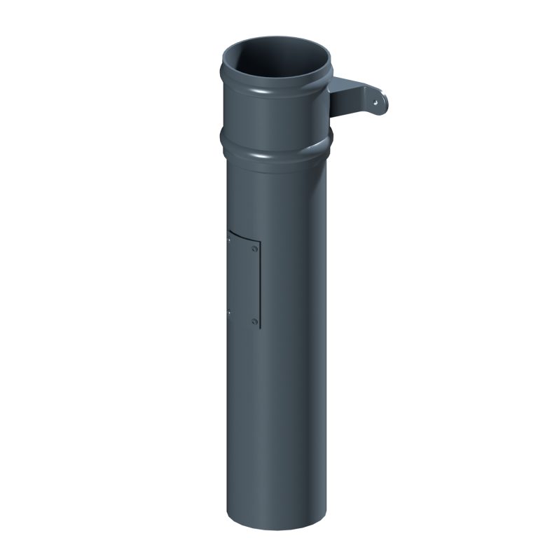 Aluminium rodding access pipe with cast eared collar and cover plate