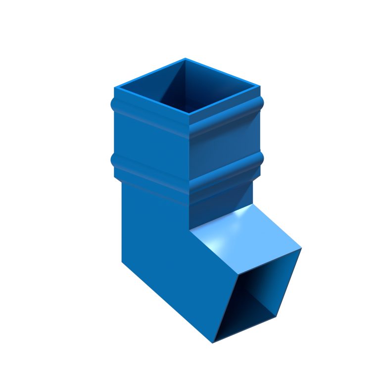 Traditional square aluminium 112.5-degree elbow with cast collar