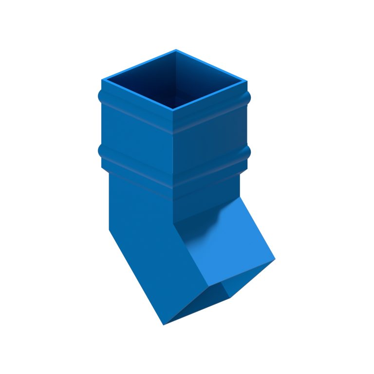 Traditional square aluminium 135-degree elbow with cast collar