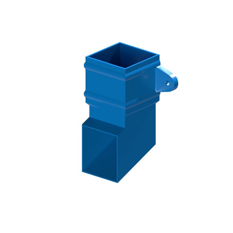 Traditional square aluminium downpipe shoe with cast eared collar