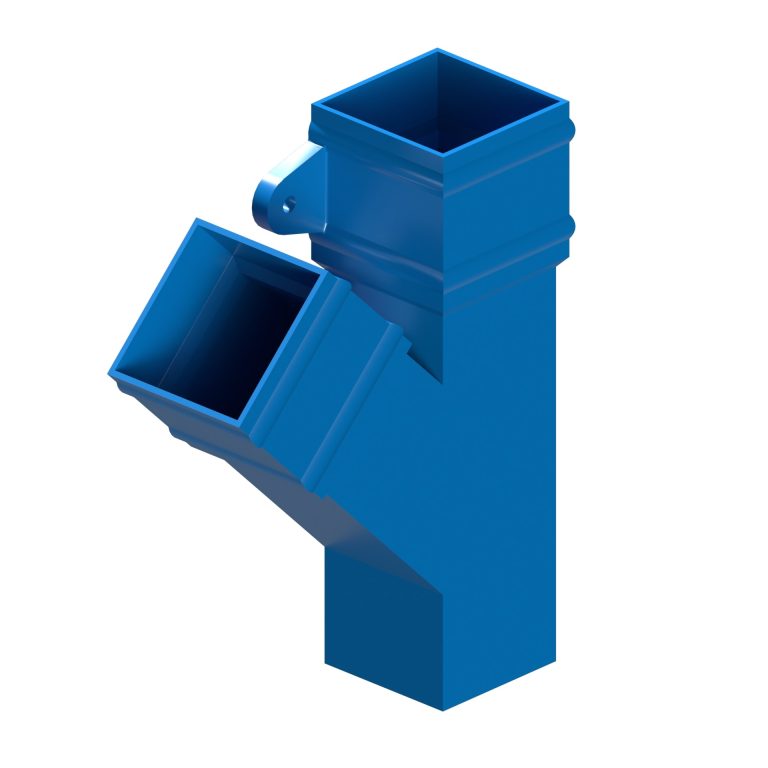 Left-hand 135-degree branch for traditional square 76.2mm aluminium downpipe
