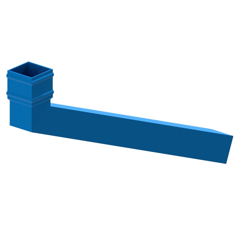 Square aluminium long tailed elbow with 1000mm projection and 112.5-degree angle