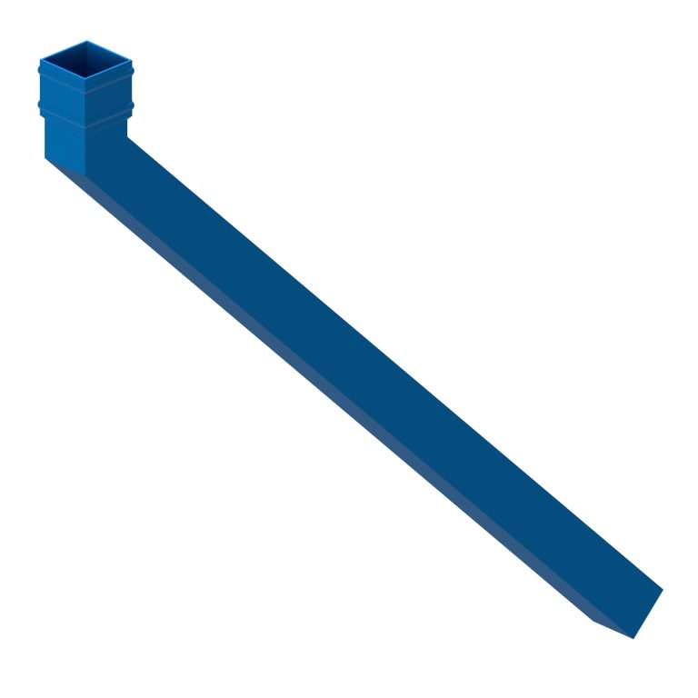 Square aluminium 135-degree long tailed elbow with 1000mm projection