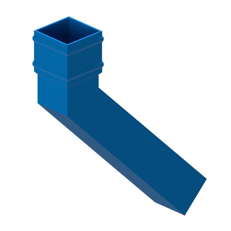 Square aluminium 135-degree long tailed elbow with 300mm projection