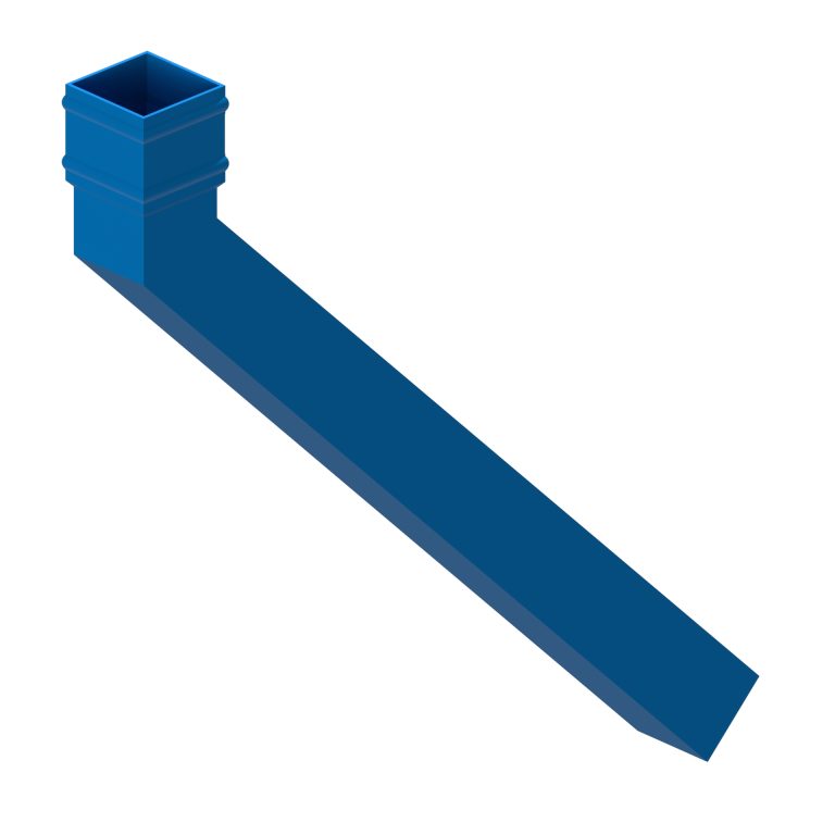 Square aluminium 135-degree long tailed elbow with 600mm projection