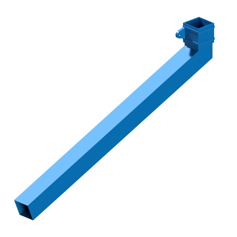 Left-hand square aluminium long tailed elbow with 1000mm projection