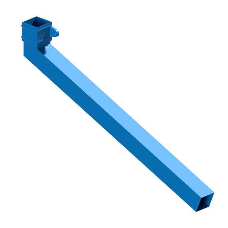 Right-hand square aluminium long tailed elbow with 1000mm projection