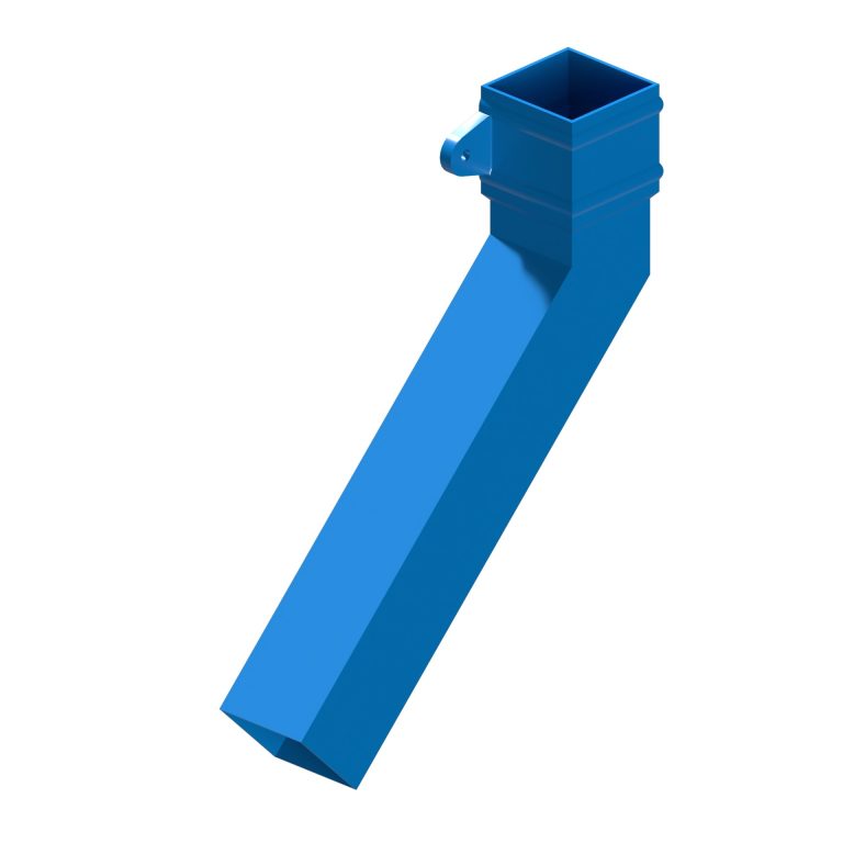 Left-hand square aluminium long tailed elbow with 300mm projection and 135-degree angle